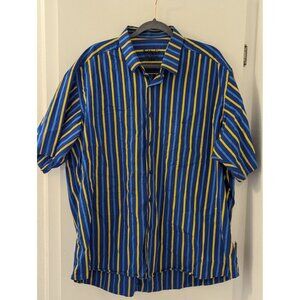 Bobby Gs Palm Springs Blue & Yellow Striped Button-Up Shirt XXL